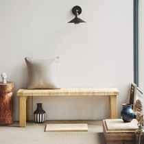 Nordic bedside stool Rattan long stool Solid wood bed sofa bed tail stool Bedroom dressing stool Bed front stool Storage bench