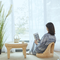  Japanese-style simple rattan and room chair Dormitory bay window legless chair Balcony Tatami backrest chair Red lazy chair