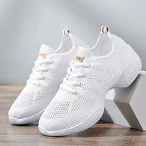 Square shoes dance shoes soft sole dance breathable dance mesh white female new sports Yang Liping ghost step adult dance