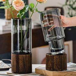 Light Luxury High-End Vase Ornaments, Simple and Creative Glass Water-Raised Flowers, Roses and Lilies, Living Room Table Flower Arrangement Decoration