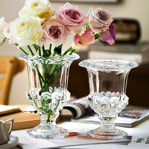 Высококачественная ретро-креативная ваза с тиснением, прозрачное стекло, цветочная композиция в стиле ins, цветочная гостиная, свет, роскошное украшение стола