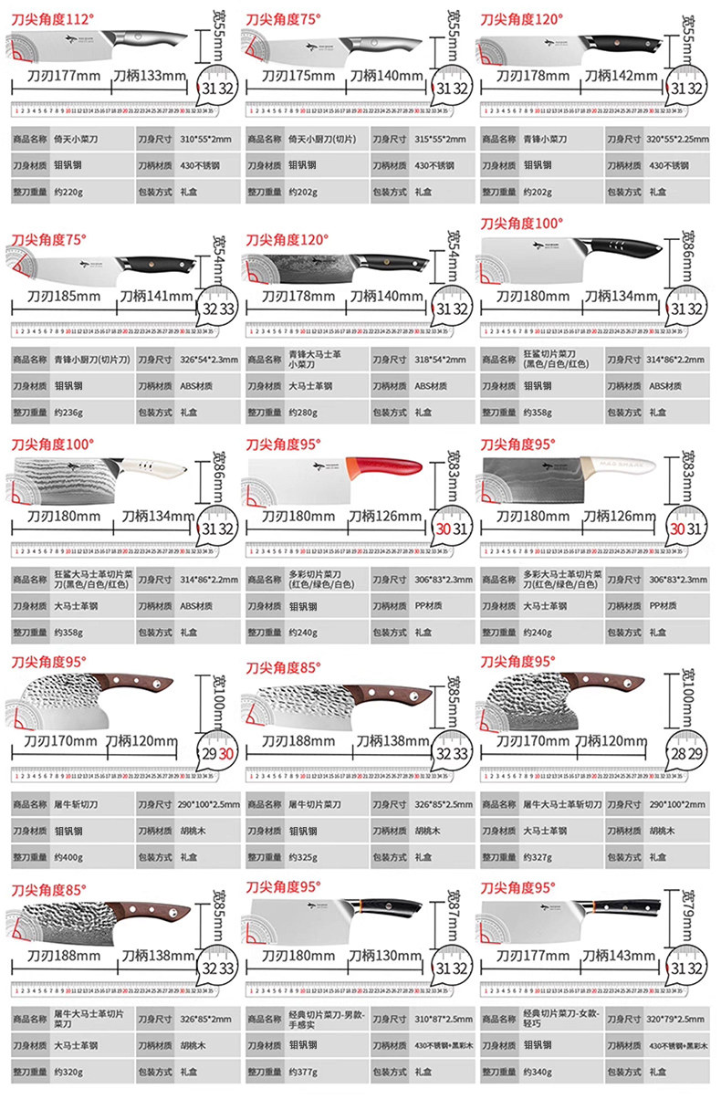 安享好物 安享B级切片刀-狂鲨切片菜刀 国标 