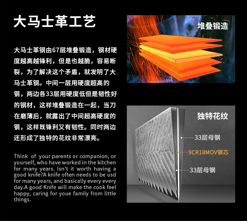 安享好物 安享A级水果刀-狂鲨经典 大马士革水果刀  