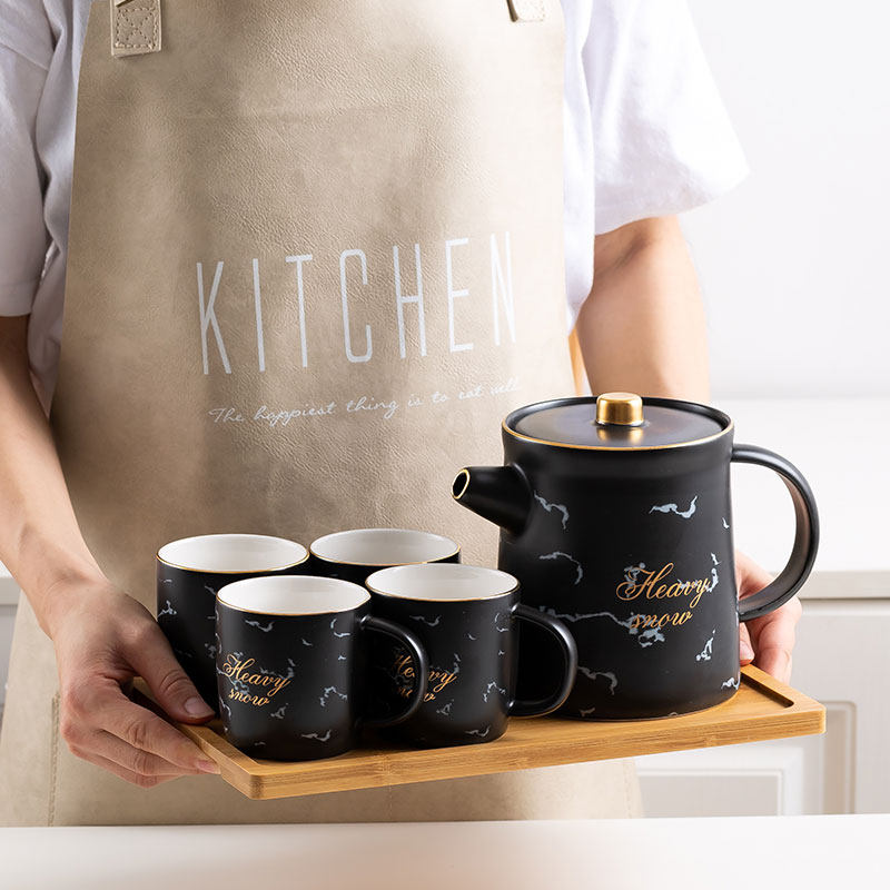 Nordic drinking cup ceramic teapot teacup set living room simple kettle water utensils cups household set light luxury