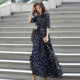 Large size 2022 new summer French retro high-end sense small fat slim polka dot chiffon dress female