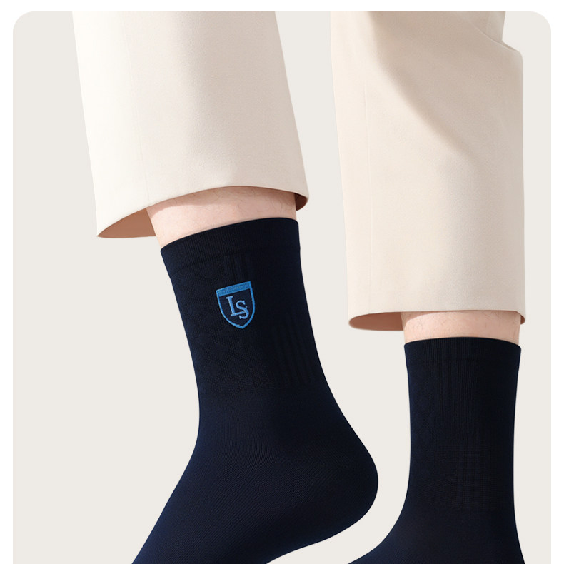 Langsha Socks Men's Pure Cotton Antibacterial and Deodorant 2026 New Autumn and Winter Sports 100% Cotton Men's Mid-Calf Socks — تصویر 1