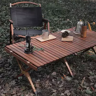 TNR outdoor folding table Teak large omelet table High-end light luxury camping table Camping portable folding table
