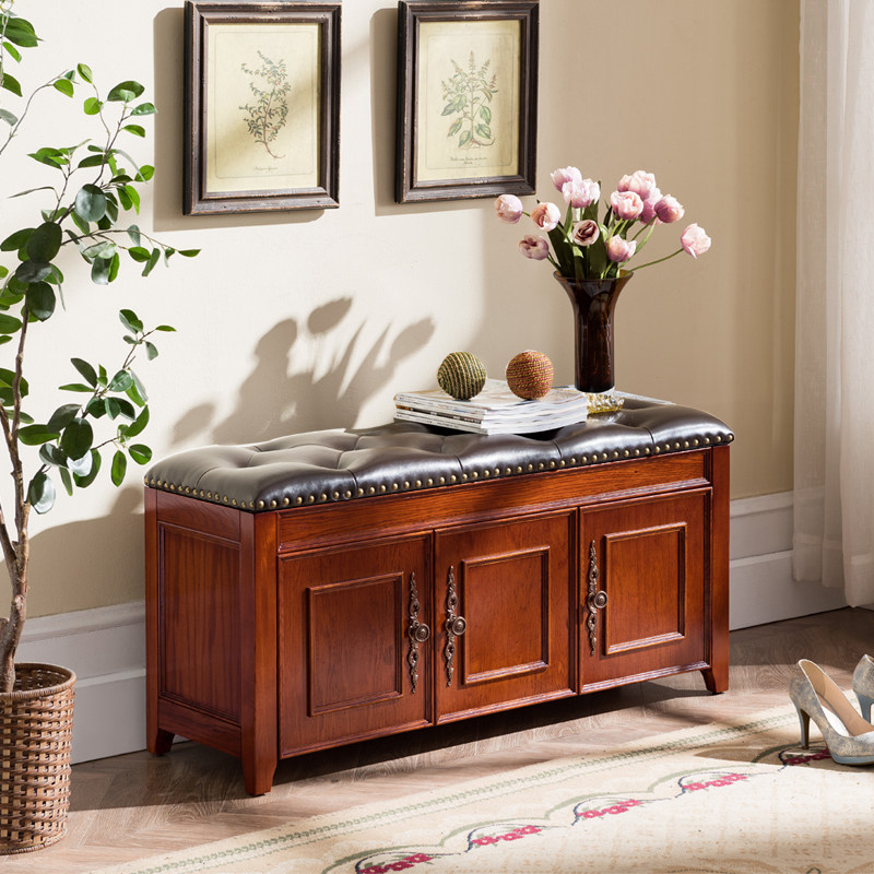 American shoe cabinet doorway dust-proof containing cabinet small family type of shoe cabinet solid wood for shoe-changing stool outside the door of a sitting shoe cabinet