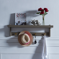 Pure solid wood hanging hook wall coat rack light luxury row hook wall storage rack new Chinese style porch shelf