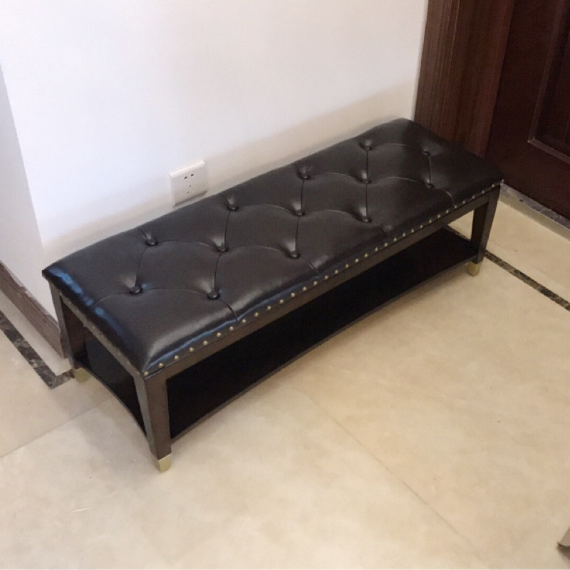 Changing shoes stool genuine leather strip stool soft bag shoe rack stool integrated old man wearing shoes stool changing stool clothes shop stools