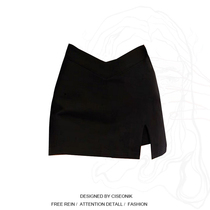 Plus size fat sister American retro hot girl V-neck design slit skirt female high waist slimming all-match skirt trendy