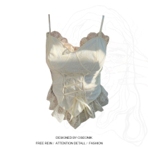 Large size fat sister pure desire style splicing lace straps small suspenders womens inner wear design fishbone chic bottoming shirt