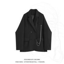 Large size fat sister retro Hong Kong style 2021 Spring and Autumn new chain loose small suit womens suit shoulder pad coat women