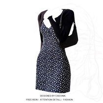 Large size fat sister pure desire style retro floral suspender dress female spring and summer hot girl V-neck waist short skirt skirt