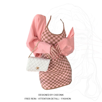 Big Code Women Dress Fat Sister Sweet And Spicy Hang Neck board Gharnesses Hip Skirts Knit Cardiovert two sets of damp