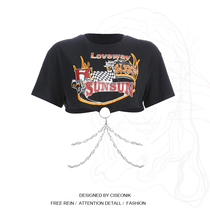 Big Code Womens Summer New Design Sense Chain Short Sleeve T-Shirt Fat Sister American Comeback Short blouses