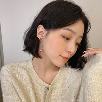 Asymmetrical Earrings Woman Christmas Temperament Earrings Long current Sueared South Korean online Red 2021 New Tide Cute