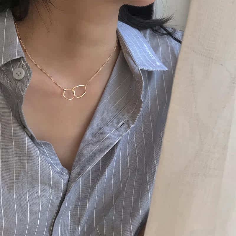 Korean necklace female niche design sense sterling silver pendant tide net red does not fade clavicle chain Simple high-grade temperament