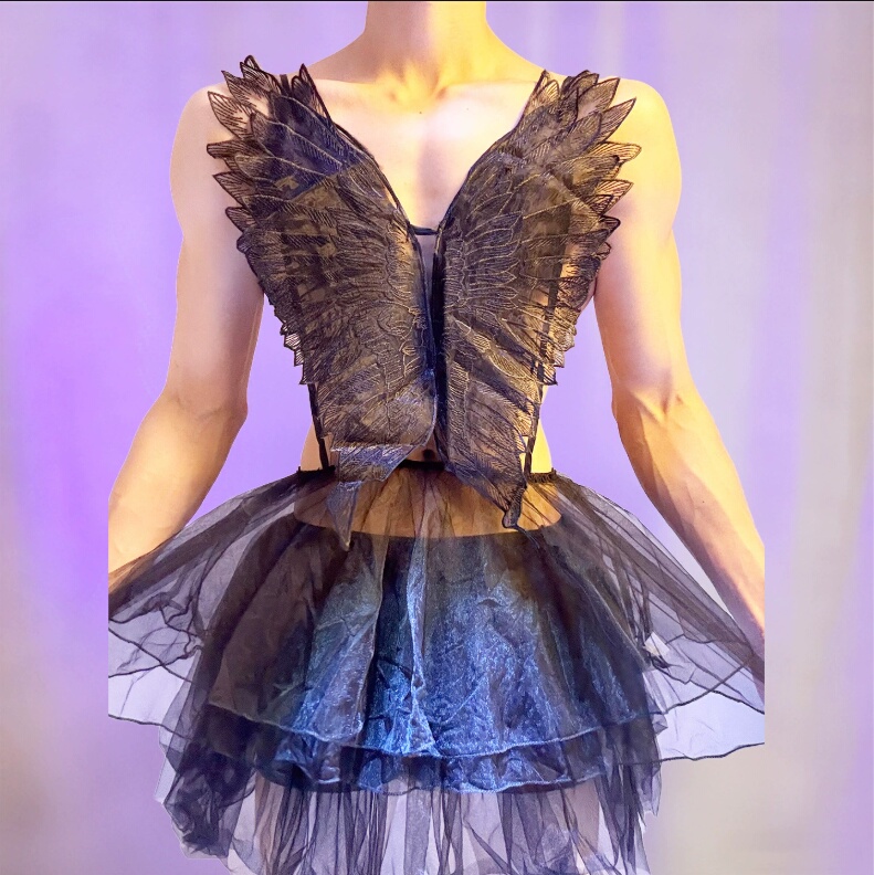 Sexy Lingerie Sheer Angel Wings Backless Nightgown Men's Sexy Winged Nightclub Gay Date Mesh Nightwear Sexy Lingerie Sheer Angel Wings Backless Nightgown Men's Sexy Winged Nightclub Gay Date Mesh Nightwear