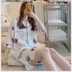 Bộ đồ ngủ Lady Summer Gấu phim hoạt hình hoa lụa băng pajama váy chất béo lỏng mỏng có thể mặc bộ đồ ngủ kích thước lớn. 