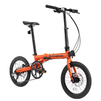 Rock Brothers 16-inch folding bicycle portable adult commuting 9-speed variable speed disc brake male and female student bike