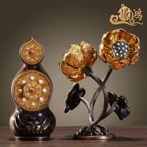 Pure Copper Dorma Galo Ghee butter Flower Buddhist Supplies Home Living room Buddha Former Mizong Buddhist Eight for the Buddhas Hall of Flowers