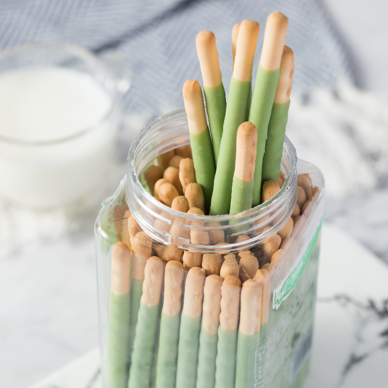 Commercial Canned Chocolate Flavor Bar Long Matcha Green Coated Snack Snack Decorative Finger Biscuits