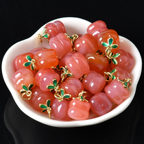 Natural Salt Source Agate Pendant Small Persimmon Pendant Diy Water Crystal Ornament Female Bracelet Drop Slip Fitting Loose Bead