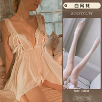 Белая [спальная юбка+т брюки] Белые сетевые носки