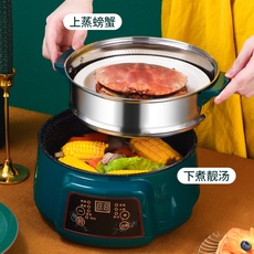 Электрическая сковорода 电煮锅学生宿舍多功能家用煮面炒菜炒锅蒸煮一体锅小型迷你小电锅