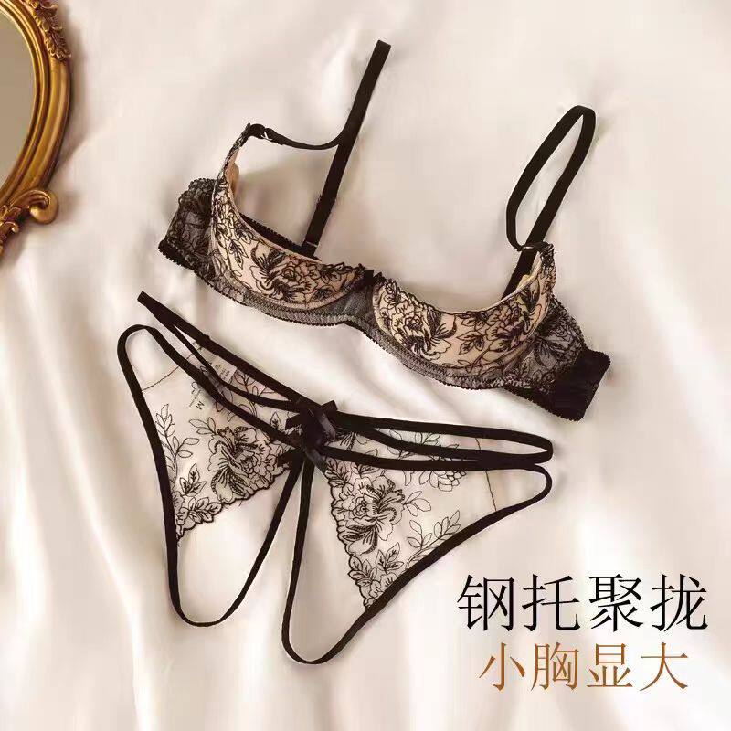 クォーターカップブラセット、ハーフカップのセクシーなブラセット、赤いレースのランジェリーが付いた女性用ワイヤー入りブラ。