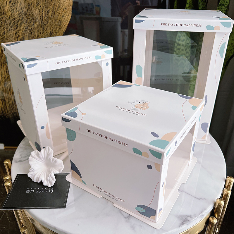 Transparent cake box packaging box 6 inch 8 inch 10 inch single and double plus high-rise thickening new transparent cake box wholesale