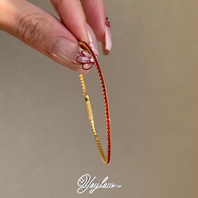 Yeylem | Mini Ultra-Fine Full-Set Ruby Tennis 925 Silver Bracelet Yeylem | Mini Ultra-Fine Full-Set Ruby Tennis 925 Silver Bracelet