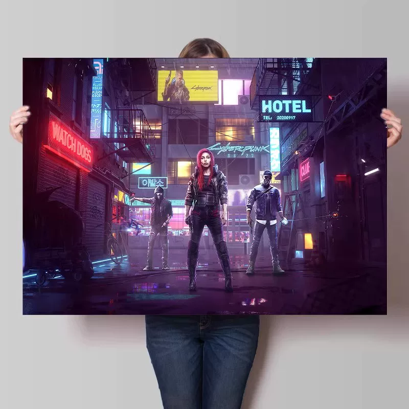 Big waterproof self-adhesive poster on wall for bedroom, punk style