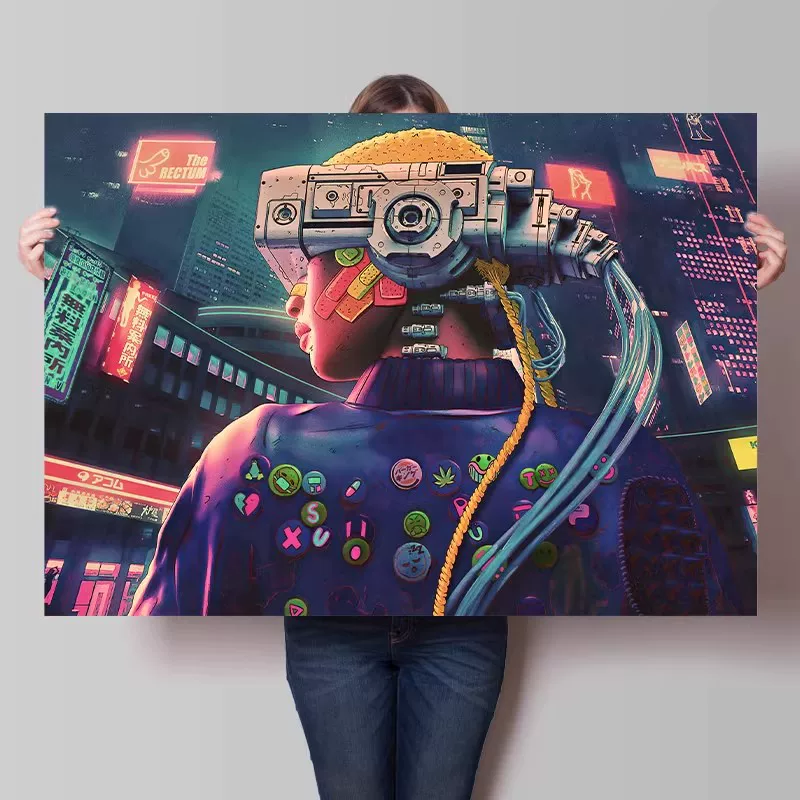 Big waterproof self-adhesive poster on wall for bedroom, punk style