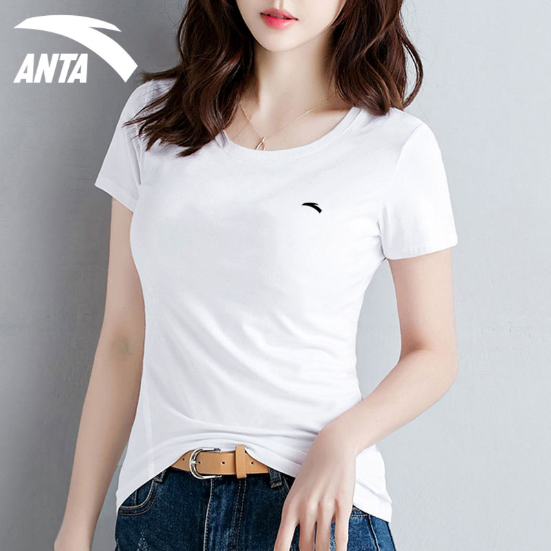 Anta sports short-sleeved T-shirt women's official website summer new round neck ice silk quick-drying breathable white half-sleeved T-shirt women