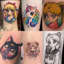 Tattoo stickers waterproof lasting simulation tattoo beautiful girl cartoon cute realistic non-reflective students cover scar ins wind
