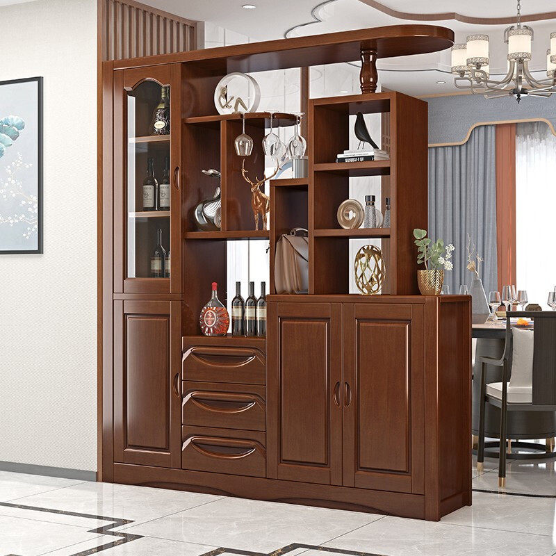 Solid wood room hall cabinet partition cabinet living room porch wine cabinet new Chinese style entry hall shoe cabinet screen double-sided storage cabinet