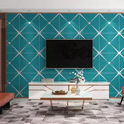 Living room TV background wall paper modern minimalist 3D three-dimensional European wallpaper non-woven bedroom wall cloth non-wall cloth