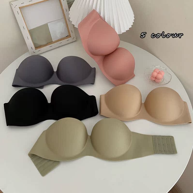 No shoulder strap lingerie to gather anti-slip upper Dew Back Bra Invisible Bra One-Piece Without Mark-back smear Chest Thin