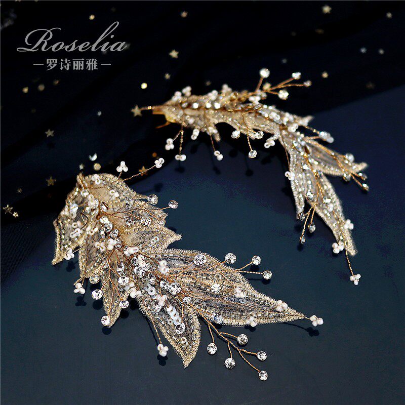 European and American children performing headwear with light champagne lace side clip little princess girl ballet dancer walk show hair accessories