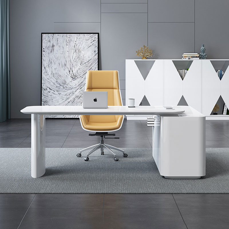 Desk chair combination minimalist modern boss table white baking paint manager table head desk home single computer desk