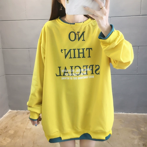 Осенняя толстовка, тонкий комплект, термобелье, в корейском стиле, большой размер, свободный крой