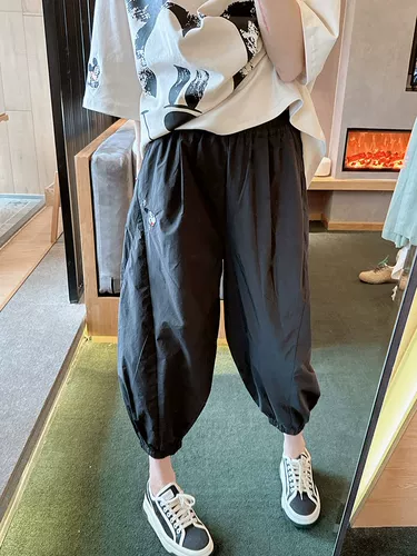 Очень большие мультяшные штаны, летняя одежда, большой размер, подходит для полных девушек, с вышивкой, свободный крой