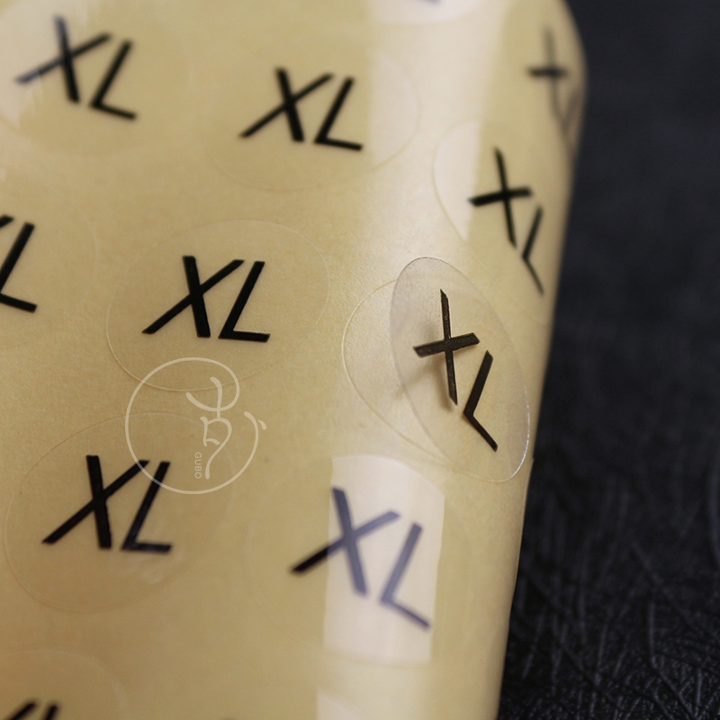 Transparent size label round waterproof code number sticker spot PVC code label digital sticker custom-made tag size code sticker SML label clothes universal size trademark