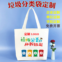 Garbage classification publicity environmental protection bag customization Enterprise customization Recycling tote bag logo printed canvas tote bag customization