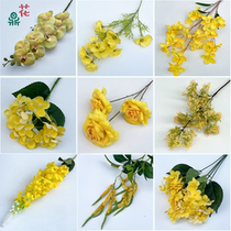 2024 Yellow Flowers Dream Wedding Hall Ceiling Flower Arrangement Decoration Artificial Flowers Stage Background Wall Artificial Flowers
