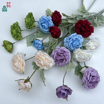 Curled peony single branch dew lotus wedding hall flower wall decoration artificial flowers modern hotel road guide flower arrangement artificial flowers