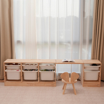 Childrens room toy storage cabinet solid wood drawer-type living room wall-mounted multi-layer storage cabinet baby toy storage rack
