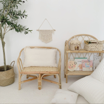 Real rattan woven childrens room double sofa chair backrest chair Baby kindergarten backrest chair shooting props